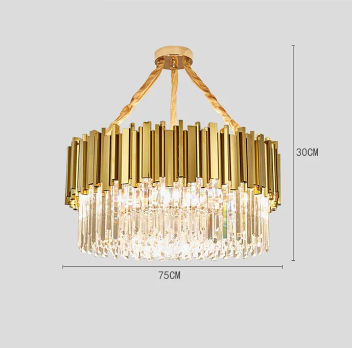 Crystal LED Pendant Lights: Luxury Gold Plating Metal Hanging Lamp for Living, Dining, Bedroom