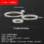 Round Crystal Ceiling Chandelier for Kitchen Dining Room LED Lighting Fixtures