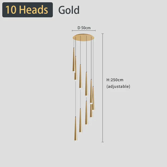 Modern Black LED Ceiling Chandelier for Stylish Staircase and Living Room Lighting