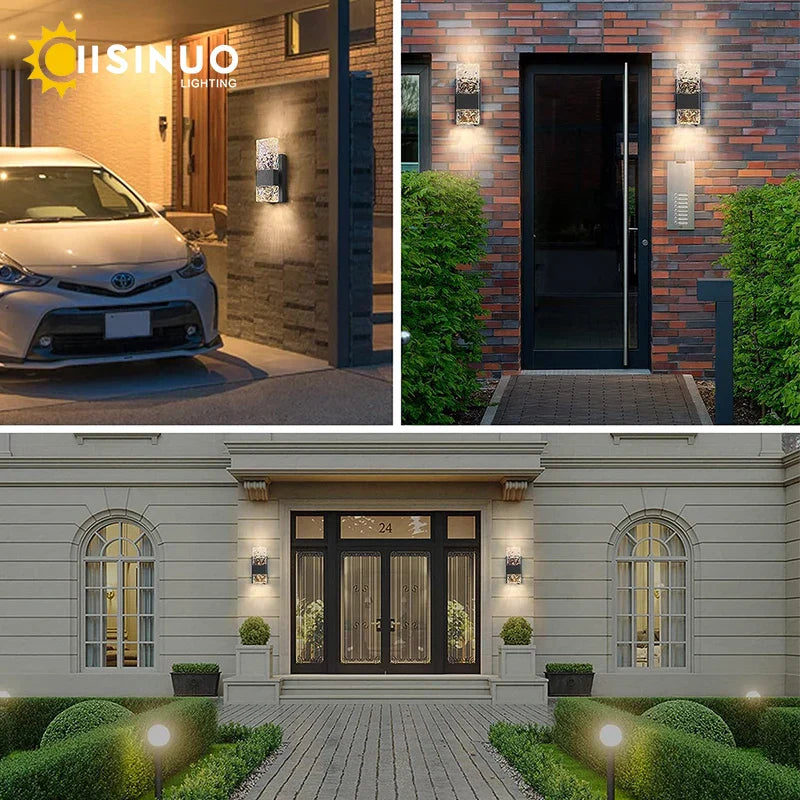 Outdoor LED Wall Light Dusk to Dawn Sensor Matte Black Waterproof Sconce