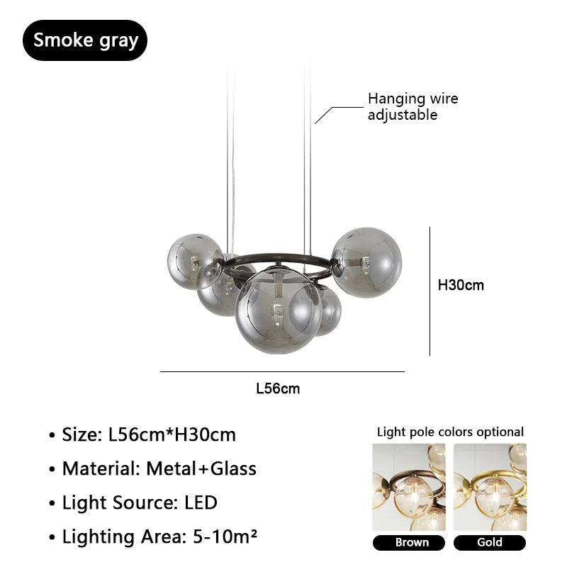 Nordic Glass Chandelier Luxury Pendant Lamps for Living Dining Bedroom