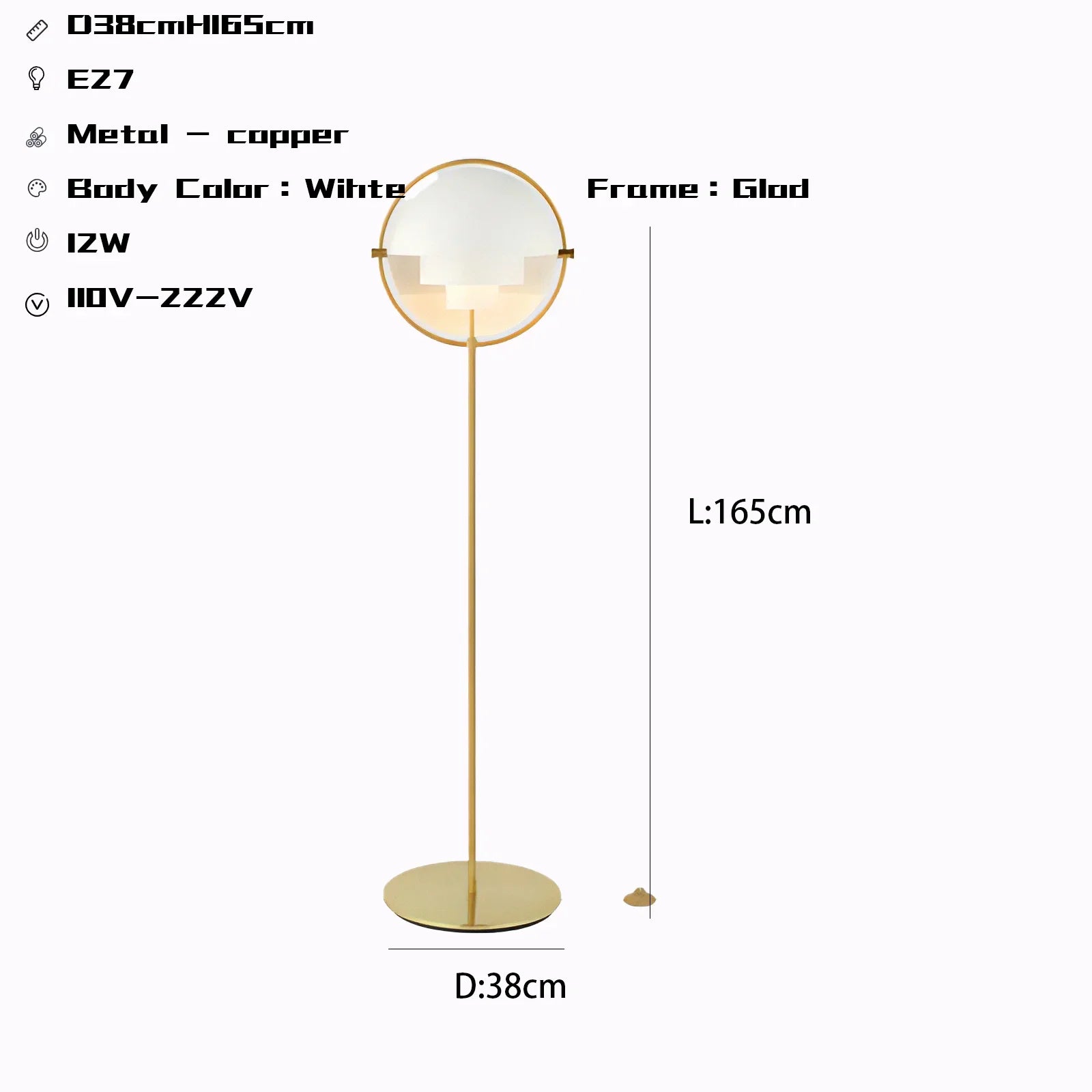 Black Gold Metal Floor Lamp for Modern Living Room and Bedroom Décor