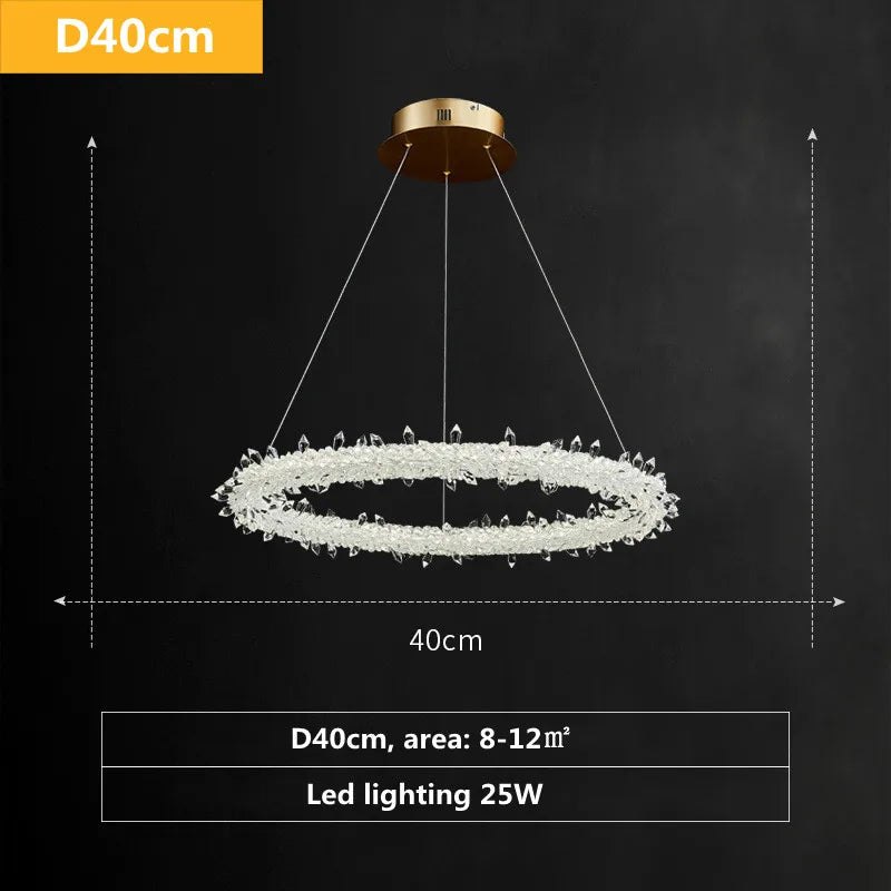 Luxe Crystal Pendant Light - Dimmable LED Art Deco Circle Lamp
