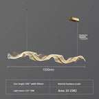Gold Wave Design Acrylic Pendant Light Chandelier for Living Room & Kitchen