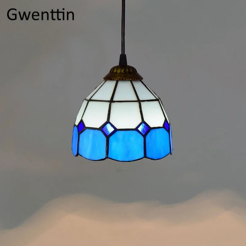 Tiffany Square Pendant Light, Stained Glass Hanging Lamp for Home Decor