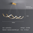 Modern Wave LED Chandelier for Luxury Dining Room and Cafe Lighting