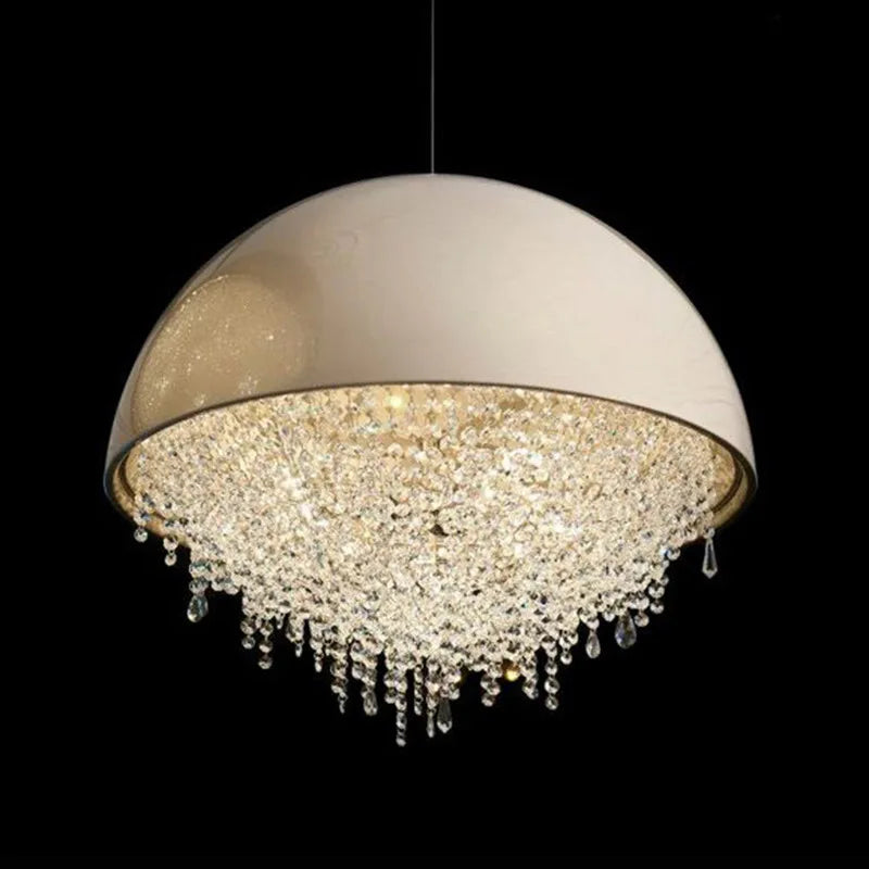 Crystal Tassel Iron Chandelier: Luxury LED Hanging Lamp for Living Room & Restaurant