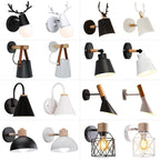 Nordic Wood Sconce Lights E27 for Bedroom Living Room, LED Wall Lamp Home Decor