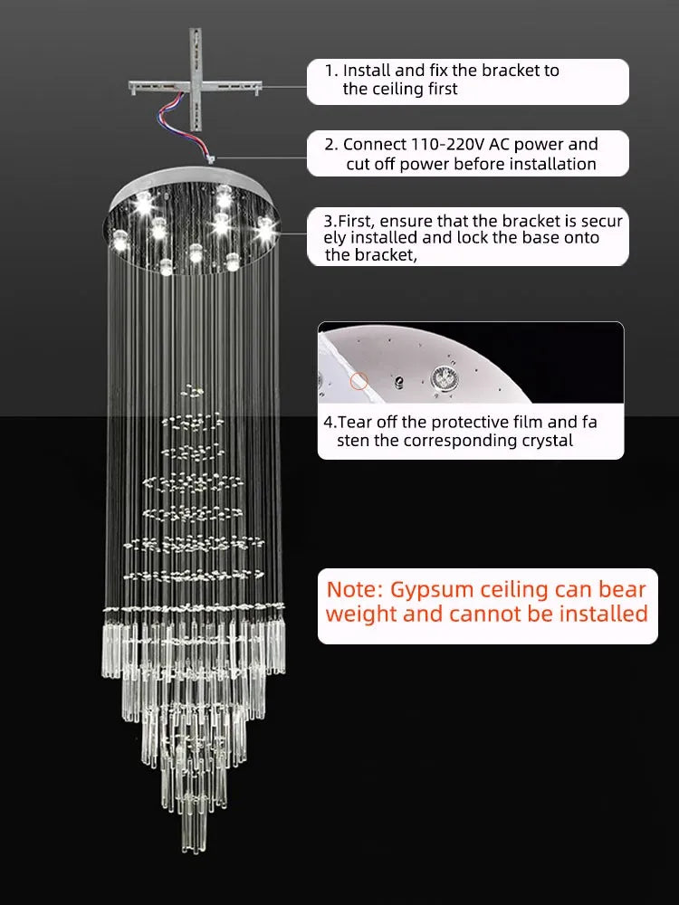 Crystal Chandelier: Modern Nordic LED Pendant Light for Kitchen Living Room Staircase