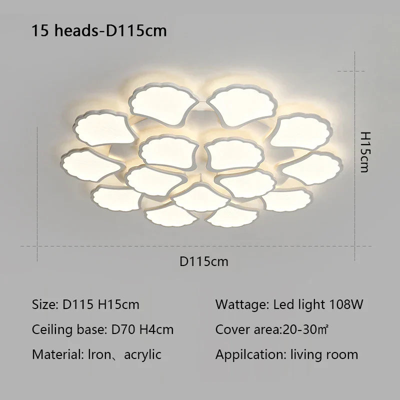 Ginkgo Biloba LED Ceiling Lamp Dimmable Minimalist Modern Indoor Light Fixtures
