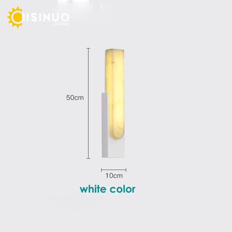 19.6＂LED Marble Wall Sconce - Modern Indoor Bedside Lighting for Living Room