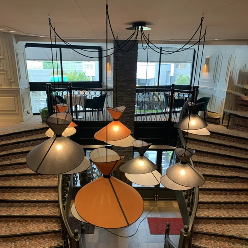 Modern Minimal Fabric LED Pendant Speaker Lights Bar Dining Room Hanging Lamp