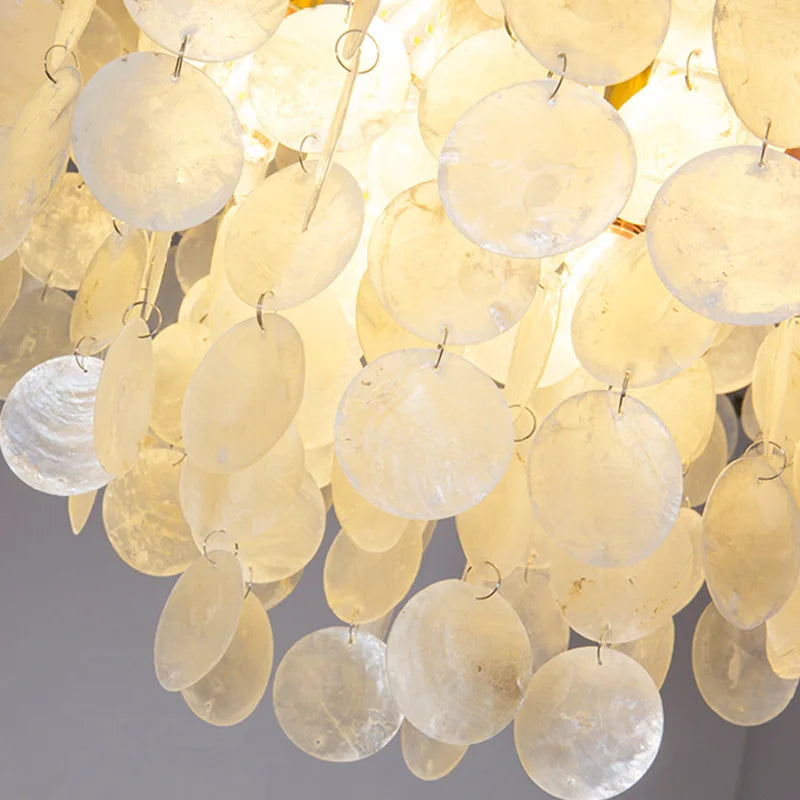 LED Shell Chandelier: Modern Gold Chrome Ceiling Hanging Light