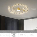 Copper Fireworks LED Ceiling Chandelier for Modern Bedroom and Living Room Decor