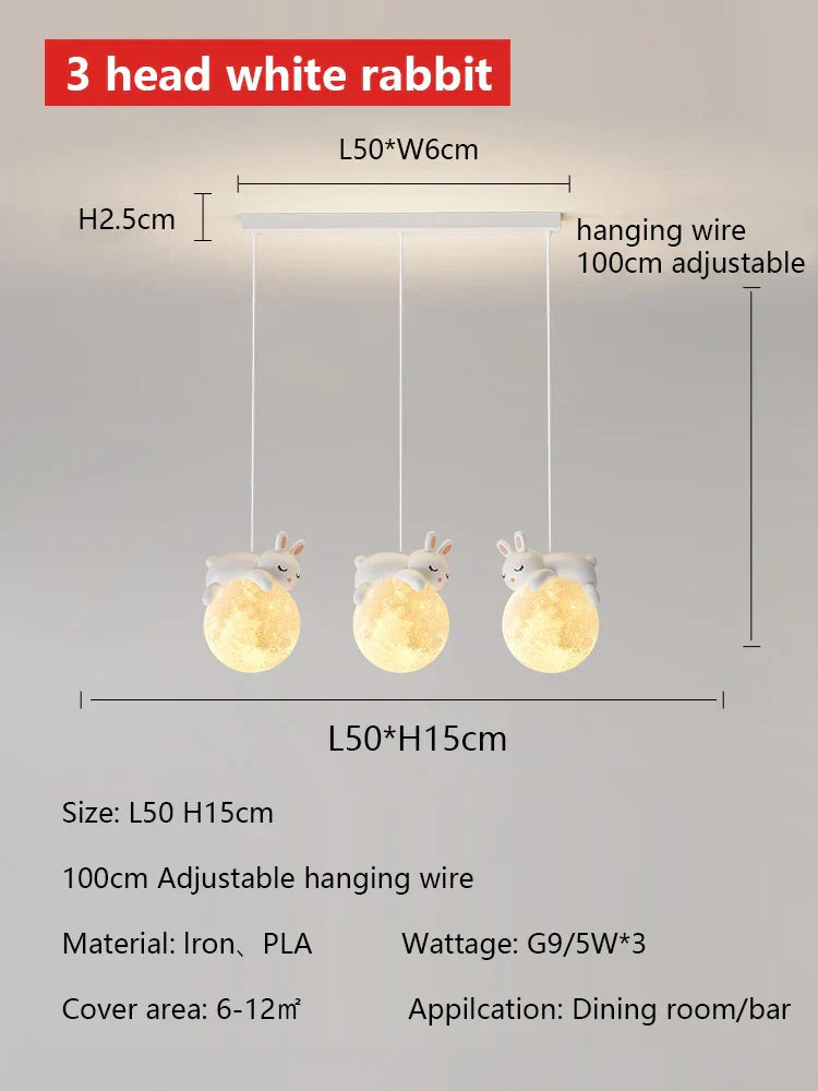 Moon LED Chandelier for Children's Room, Bedroom, Dining Room - Modern and Creative Lighting