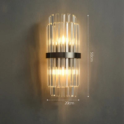 Art Deco Stainless Steel Crystal LED Wall Sconce Black Gold Bedroom Corridor
