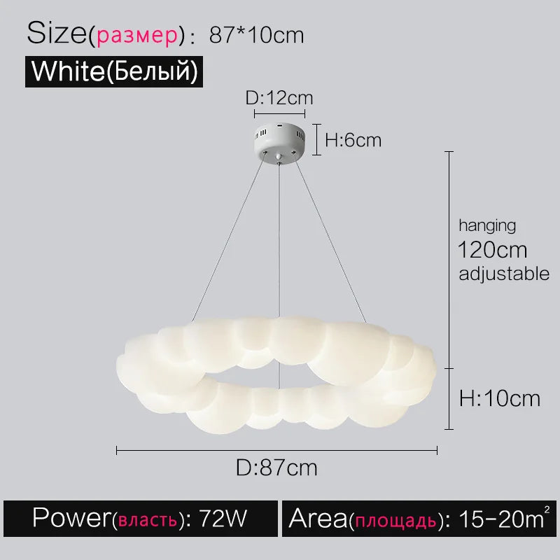 Nordic Cream Bubble Pendant Lamp for Modern Living Room Decor