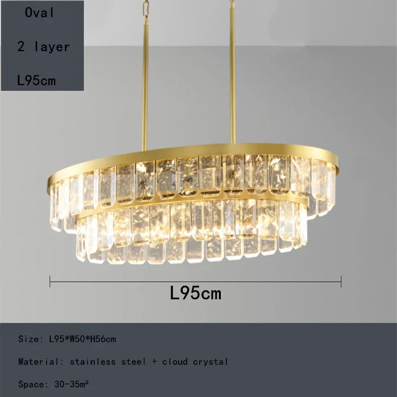 Cloud Mist Crystal Chandelier for Home Hotel Stainless Steel Pendant Lamp