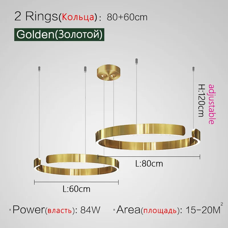 Round LED Chandelier for Dining Room Modern Nordic Living Room Lighting