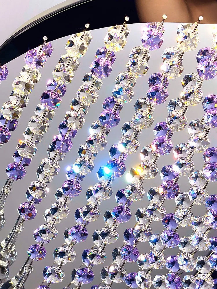 Purple Crystal Chandeliers: Minimalist Restaurant Bedroom Pendant Lamp