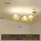 Modern Gold Glass Ball Pendant Light Chandelier for Living Room Bedroom Kitchen