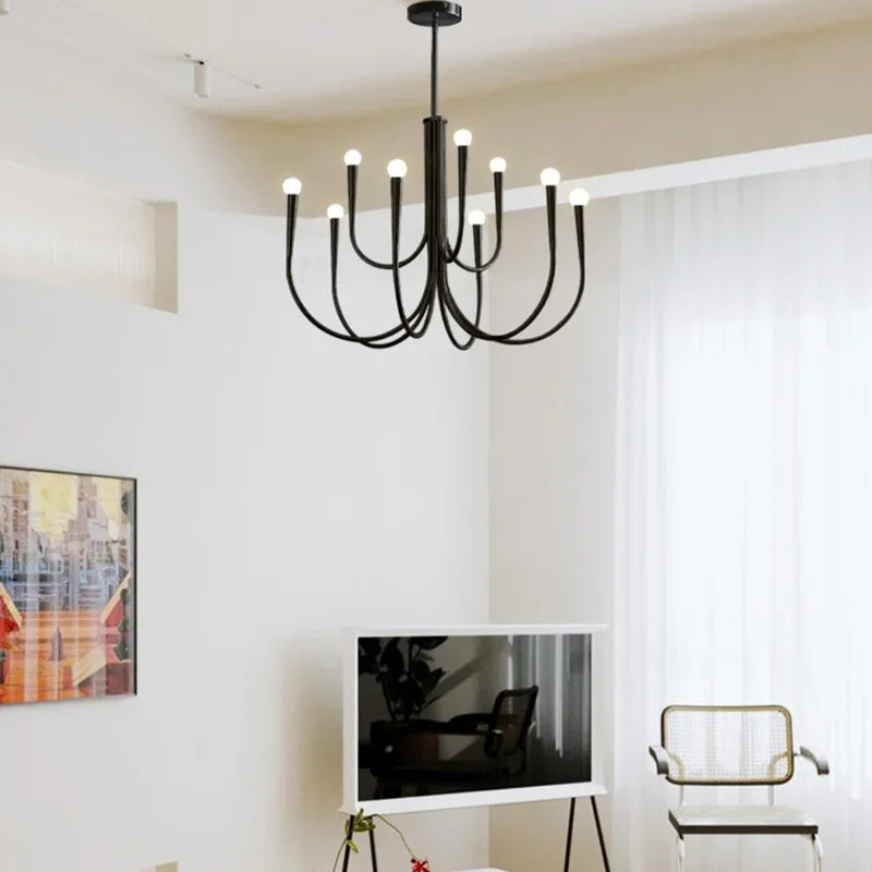 Nordic LED Glod Chandelier Retro Hanging Pendant Lamp for Living Room Decor