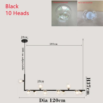 Double Glass Lampshade Chandelier with LED Suspension – Stylish Ceiling Fixture for Dining Room