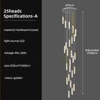 Crystal Ceiling Chandelier: Modern Nordic Design, Long Staircase Pendant Lamp