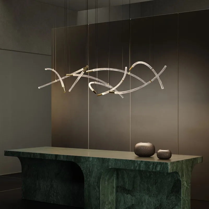 Crystal Chandelier Pendant Light for Stairs Living Room Kitchen Island Dining Bar