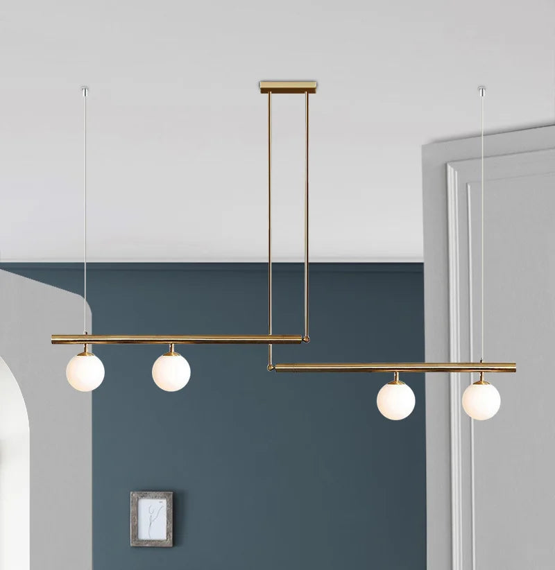 Minimalist Linear Pendant Light for Modern Living Room, LED Restaurant Chandelier