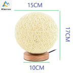 Rattan Ball Solid Wood LED Table Lamp for Living Room and Bedroom