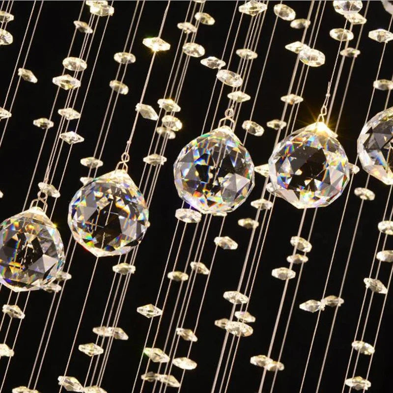 Modern Large Crystal Spiral Chandelier for Staircase Lighting Fixture