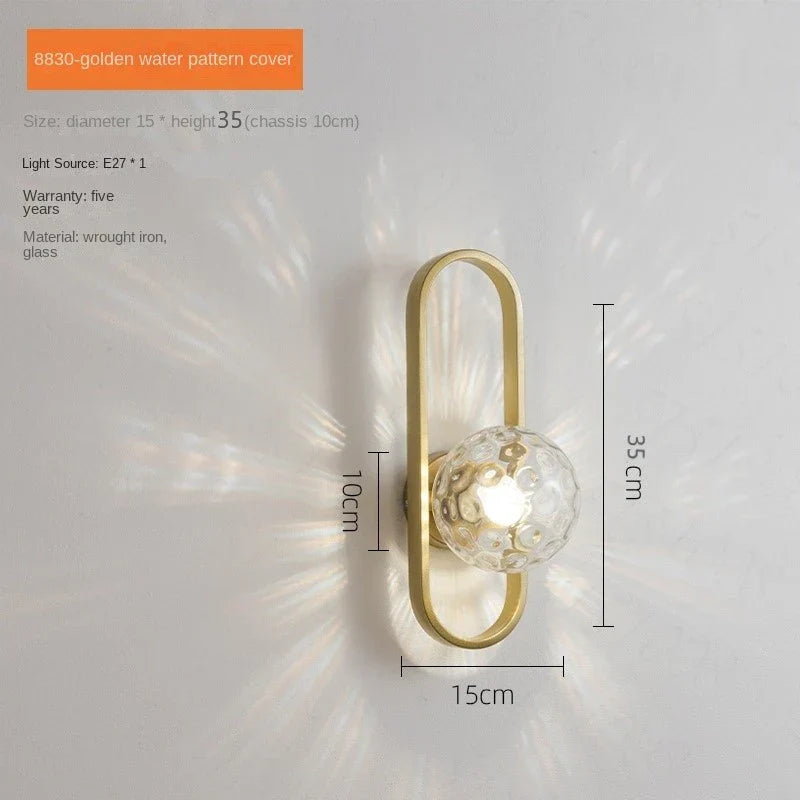LED Glass Wall Sconce Lamp for Bedroom Living Room Staircase