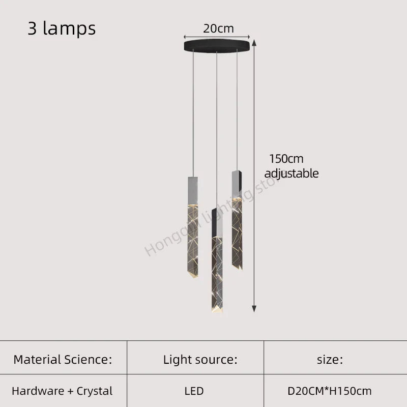 Gold Crystal Stairs Chandelier Luxe LED Pendant Light Luxury Indoor Lighting