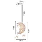 Moon Star Pendant Light Chandelier LED Fixture for Kid Bedroom & Christmas Decor