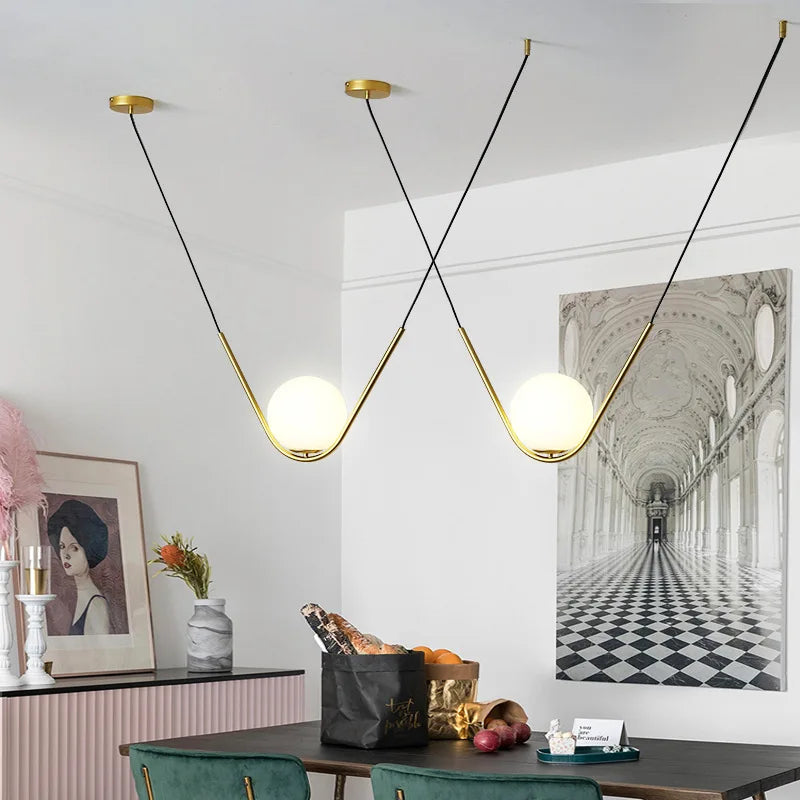 Perle Trio Pendant Lamp: Golden Black Metal Linear Dining Light