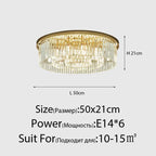 Retro Crystal Ceiling Chandelier for Living Dining Room, Industrial Vintage Hanging Light