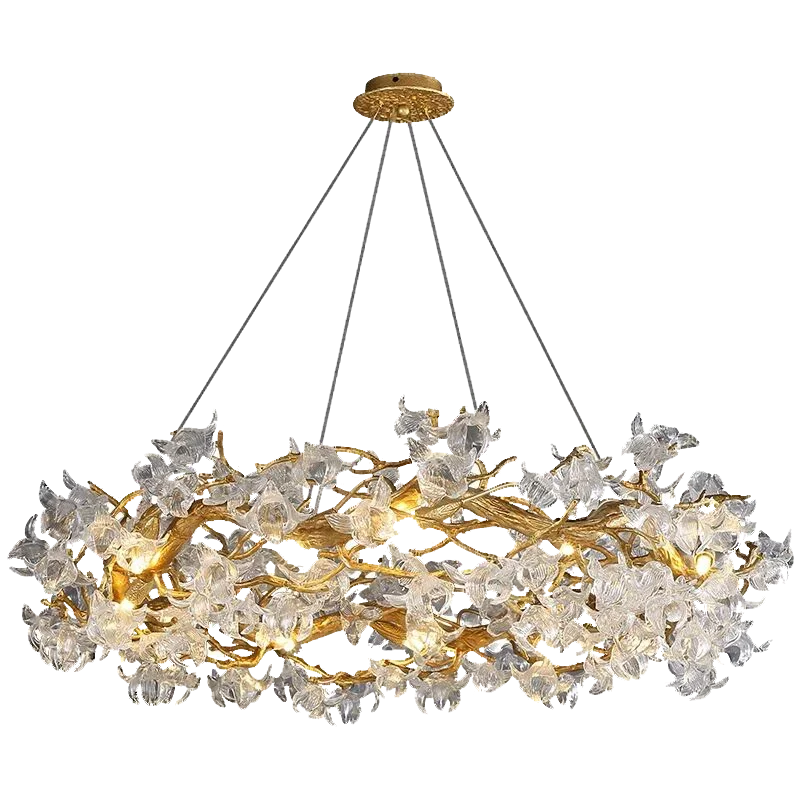 Kapok Flower Glass Crystal Chandelier for Living Room Dining Bedroom