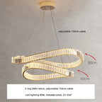 Irregular Steel & K9 Crystal LED Pendant Chandelier for Foyer, Dimmable Lighting