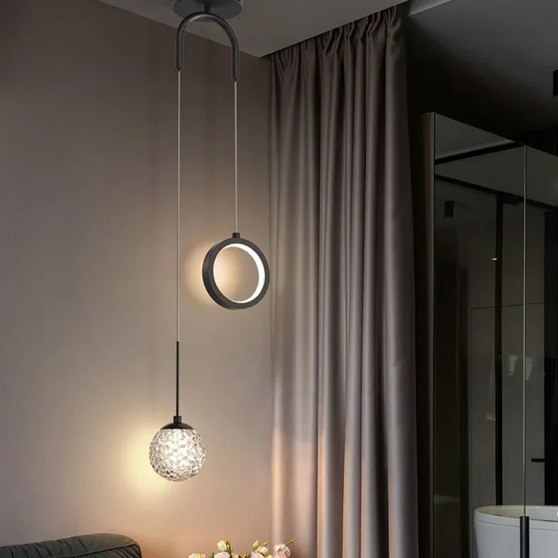 Gold Ring LED Pendant Light for Ceiling Suspension in Luxury Design