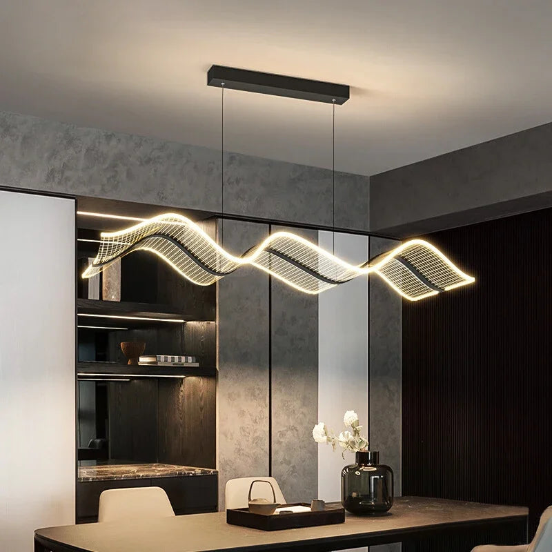 LED Wave Pendant Light for Living Room Kitchen Decor - Indoor Hanging Lights