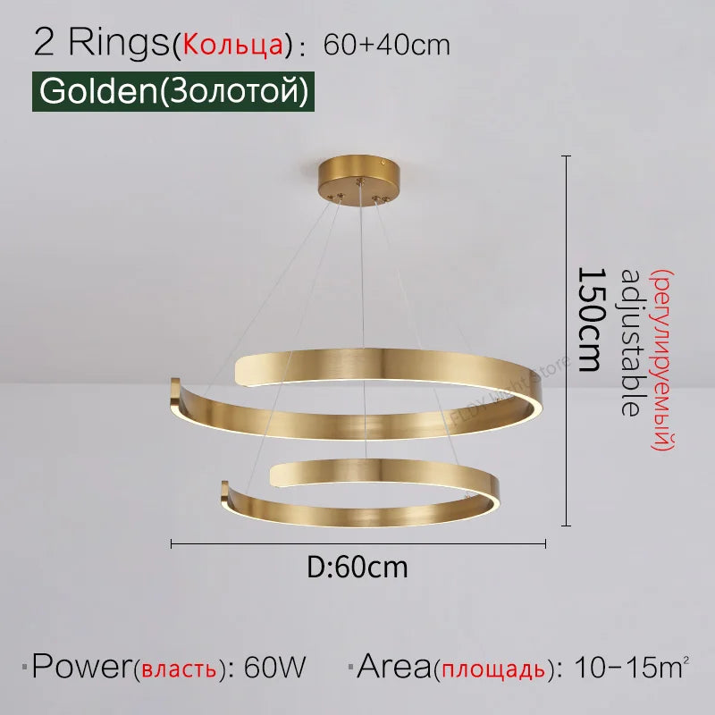 Round Ring LED Chandelier for Dining Room Bedroom Living Room Modern Nordic Decor