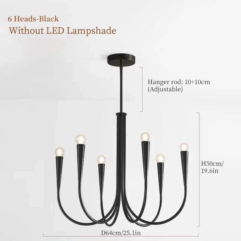 Afralia French Style Black Pendant Light Chandelier - Luxury LED Ceiling Lamp