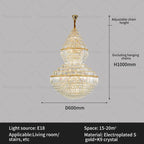 Crystal Hollow Chandelier for Luxury Living Room and Stair Lamps