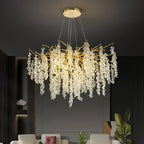 Frosted Aluminum Golden Branch Crystal Chandelier
