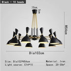 Afralia Nordic LED Multiple Head Chandelier - Black/White Iron Art - Living Room/Bedroom/Kitchen/Hotel