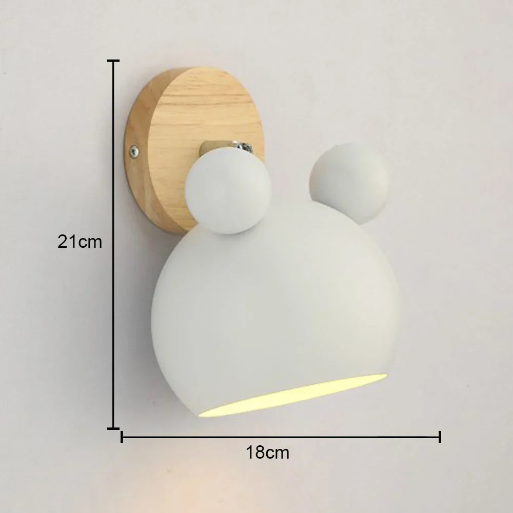 Modern Nordic Wooden Wall Lights Bedside Sconce by - White Lampshade, E27