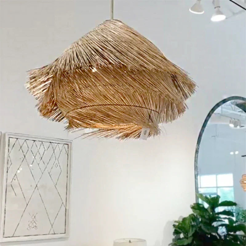 Wicker Pendant Lamp - Handcrafted Japanese Style Rattan Hanging Light