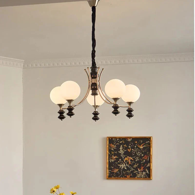 Walnut Chandelier: Bauhaus Magic Bean Designer Retro Branch Chandelier, French Style Living Room.