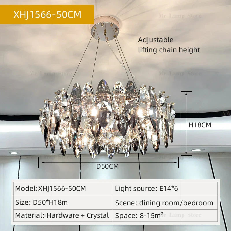 Luxury Crystal Light Chandelier: High-End Nordic Kitchen Living Room Home Decor